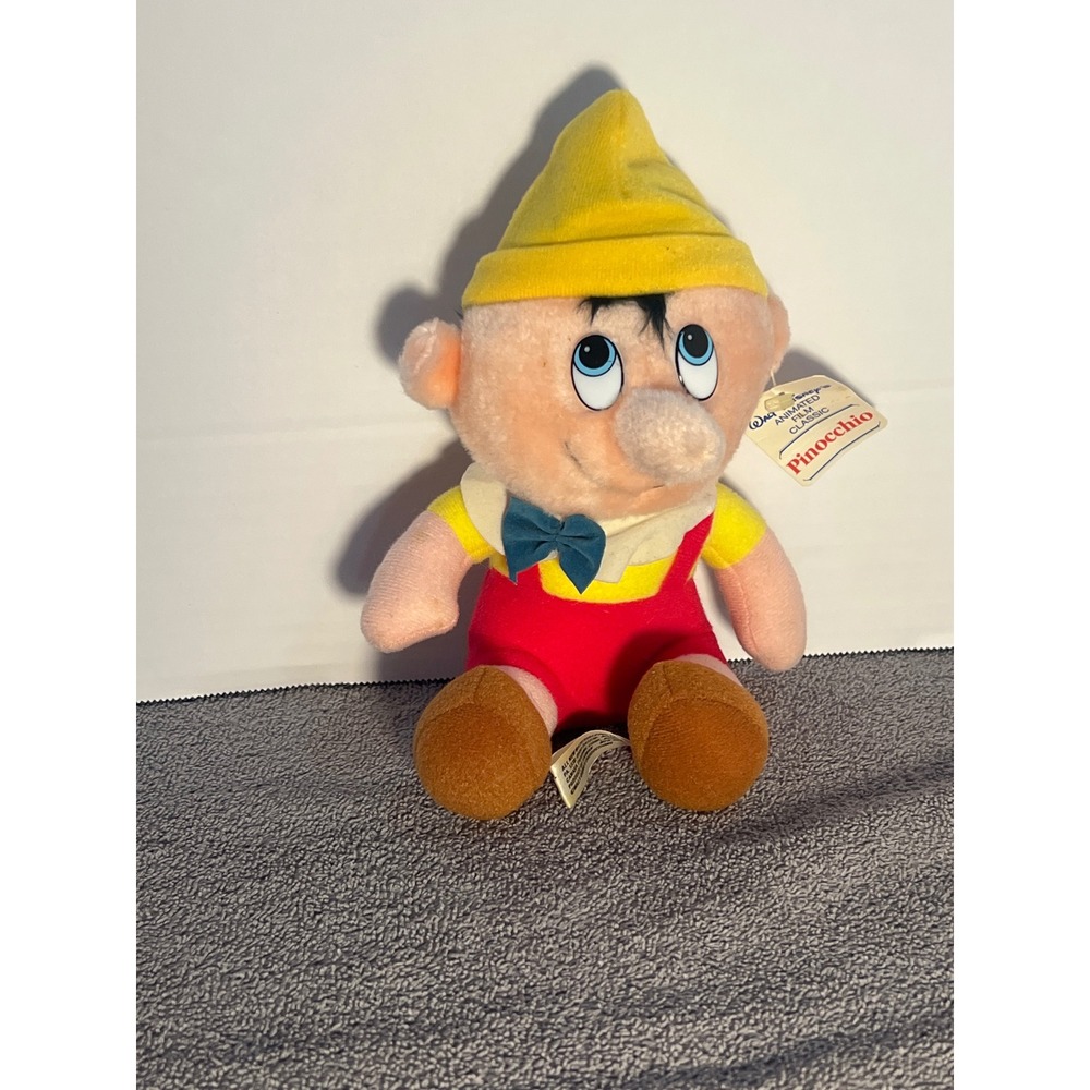 Disney Pinocchio Hat Red‎ Overalls Blue Bow Walt Disney Productions